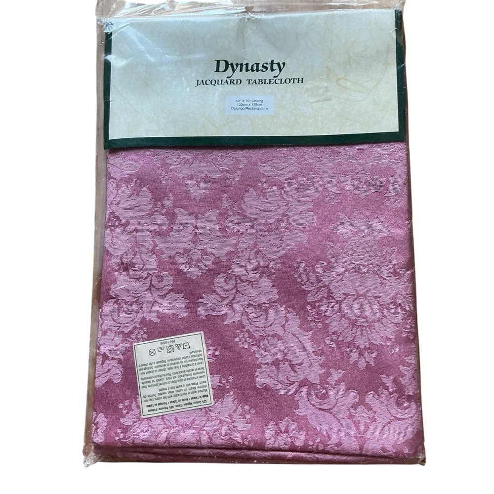 Vintage Dynasty jacquard pink tablecloth 52x70 oblong